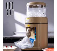 ZYJIX Ice Shaver Machine Electric Snow Cone Maker, Tabletop Ice Crusher Shaver with Manual Thickness Adjustment Knob, 6kg Large Capacity, 480kg/h, 440W Heavy Duty Household Ice Shaver for Commercial