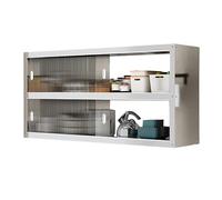 ZYJIX Kitchen Wall Cabinet with Sliding Doors, Stainless Steel, Commercial Restaurant Canteen Organizer, Easy to Clean