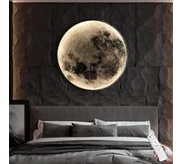 ZYJIX LED Indoor Wall Light 37W Dimmable Modern Moon Decorating Lamp With Remote Control Ceiling Lamp For Living Room Bedroom Hallway(Size:24CM)
