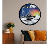 ZYJIX Moving Sand Art Decor, 3D Round Glass Deep Sea Sand Picture Sandscapes In Motion - Wall Mounted Rotate Sculpture For Home Decor And Office - 360° Parallel Rotation(Size:17.3IN,Color:E)