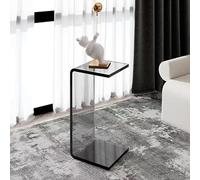 ZYJIX Side Table Living Room, Modern End Table, Small End Table Sofa Side Table C-Shaped Acrylic Coffee Tables Narrow Accent Table For Living Room Bedroom Office(Size:30x30x60cm,Color:Gris)