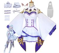 ZYJKGL Anime Emilia Cosplay Uniform Re:Life In A Different World From Zero Costume Full Set With Wig- Halloween Party Christmas Comic Exhibition And Anime Conventions Complete Set Outfit Adults