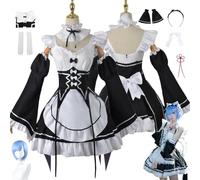 ZYJKGL Anime Rem Cosplay Uniform Re:Life In A Different World From Zero Costume Full Set With Wig- Halloween Party Christmas Comic Exhibition And Anime Conventions Complete Set Outfit Adults