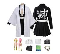 ZYJKGL Cosplay Uniform Anime Demon Slayer Kanroji Mitsuri Cosplay Costume Full Set with Wig - Halloween Party Christmas Comic Exhibition and Anime Conventions Complete Set Outfit for Women Adults