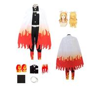 ZYJKGL Cosplay Uniform Anime Demon Slayer Rengoku Kyoujurou Cosplay Costume Full Set with Wig - Halloween Party Christmas Comic Exhibition and Anime Conventions Complete Set Outfit for Men Adults