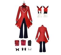 ZYJKGL Cosplay Uniform Anime Hazbin Hotel Alastor Cosplay Costume Full Set with Wig - Halloween Party Christmas Comic Exhibition and Anime Conventions Complete Set Outfit for Men Adults