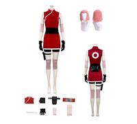 ZYJKGL Cosplay Uniform Anime Naru'to Haruno Sa'kura Cosplay Costume Full Set - Halloween Party Christmas Comic Exhibition and Anime Conventions Complete Set Outfit Adults
