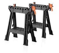ZYJOYY Clamping Sawhorses 2 Pack Folding, Portable Heavy Duty Sawhorse with 1000 lbs Weight Capacity Total,Built-in Tool Tray and Cord Hooks