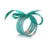 ZYJSSKUK Shiny Jelly Bracelet Set - Shiny Silicone Light Bow Bracelet Multilayer Silicone Rainbow Rose Gold Bracelet Ribbon Set Stackable Jewelry, L, Silicone, No