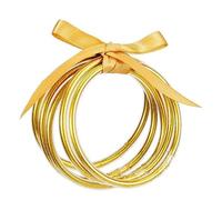 ZYJSSKUK Shiny Jelly Bracelet Set - Shiny Silicone Light Bow Bracelet Multilayer Silicone Rainbow Rose Gold Bracelet Ribbon Set Stackable Jewelry, L, Silicone, No