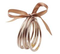 ZYJSSKUK Shiny Jelly Bracelet Set - Shiny Silicone Light Bow Bracelet Multilayer Silicone Rainbow Rose Gold Bracelet Ribbon Set Stackable Jewelry, L, Silicone, No