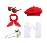 ZYKEJJDDAK 1980s French Costume Set French Berets Hat Glasses Scarf Gloves French Artist Kits for Halloween Cosplay