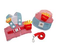 ZYKEJJDDAK 3Pieces Pet Harness and Leash Hat Costume Set Chest Belt with Fast Release Clip for Small Dog Outdoor