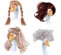 ZYKEJJDDAK 4PCS Funny Geese Costume Accessories for Pet Comfortable Soft Polyester Party Dress Up Wigs Set with Soft