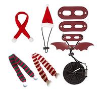 ZYKEJJDDAK Adjustable Leash Bearded Dragon Soft Leather Harness Set Training Leashes Christmas Costume Hat+Scarf