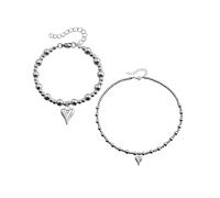 ZYKEJJDDAK Beaded Love Heart Pendant Jewelry Necklace and Adjustable Bracelet Set Handmade Jewelry Accessories for Women