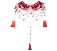 ZYKEJJDDAK Chinese Ancient Vintage Embroidery Butterfly Yunjian Shawl Wrap Pearls Tassels False Collar Scarf Capelet