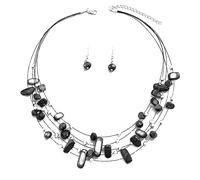 ZYKEJJDDAK Colorful Shell Crystal Necklace Earring Set Clavicle Chain Temperament Choker Simple Multilayer Choker