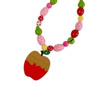 ZYKEJJDDAK Dopamine Boosting Colorful Fruit Pendant Necklace Incorporating Wood Beads for Positive Emotions Enhancing Pleasure Through Artistic Detail Playful and Elegant Fruit Bead Necklace