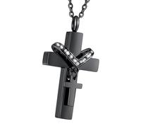 ZYKEJJDDAK Elegant Double Crossed Pet Ashes Memorial Pendant Necklace with Stainless Steels for Daily Use Remembrances Jewelry Memorial Jewelry