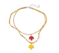 ZYKEJJDDAK Elegant Double Layer Maple Leaf Necklace with Crystals Portable Accessory for Everyday Wear and Special