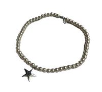 ZYKEJJDDAK Elegant Star Pendant Collar Necklace Sweet Pearl Chain Choker Simple Clavicle Chain Fashion Neck Chain