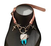 ZYKEJJDDAK Fashion Trend Sub-culture Leather Collarbone Chain Temperament Simple Cold Crossed Big Tooth Metal