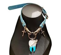 ZYKEJJDDAK Fashion Trend Sub-culture Leather Collarbone Chain Temperament Simple Cold Crossed Big Tooth Metal