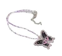 ZYKEJJDDAK Fashionable Butterfly Pendant Necklace Beautiful Beads Neck Jewelry Colorful Beaded Choker Resin for Lady