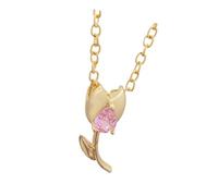 ZYKEJJDDAK Fashionable Delicate Tulips Design Necklace in Gold with Crystals Accent Ideal for Daily Wear or Parties