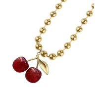 ZYKEJJDDAK Fashionable Sturdy Acrylic Love Beaded Necklace Featuring Beaded Cherrys Pendant Jewelry Accessory for Women’s