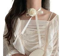ZYKEJJDDAK Gothic Elegant Big Rose Flower Clavicle Chain Necklace Women Bridal Adjustable Choker Mariage- Jewelry