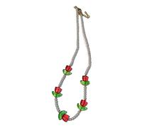 ZYKEJJDDAK Graceful Tulips Flower Necklace Sweet Beaded Flower Choker Women Jewelry Romantics Flower Beaded
