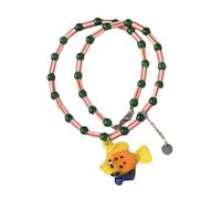 ZYKEJJDDAK Handmade Glass Fish Pendant Necklace Colorful Beaded Neckchain Adjustable Length Choker for Stylish