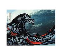 ZYKEJJDDAK Japanese Themed Wall Decors Tapestry with Classical Great Waved Pattern Soft Textured for Bedroom Living Room Styling Japanese Tapestry Wall Decors
