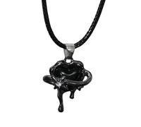 ZYKEJJDDAK Liquid Heart Pendant Necklace Metal Choker Neck Chain for Women Girl Trend Aesthetic Jewelry Wax Rope Devil