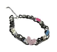 ZYKEJJDDAK Metal Chain Leathers Choker Heart Charm Necklaces Fashion Collar Necklace Party Jewelry Sweet Cool Clavicle