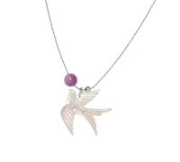 ZYKEJJDDAK Minimalist Swallow Bird Bead Necklace Contemporary Chinese Inspired Lightweight Resin Alloy Fashion Clavicle