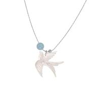 ZYKEJJDDAK Minimalist Swallow Bird Bead Necklace Contemporary Chinese Inspired Lightweight Resin Alloy Fashion Clavicle