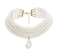 ZYKEJJDDAK Multi-Strand Simulated Pearl Necklaces Statement Bridal Choker Necklace Fashion Accessories Multi-Layer Pearl