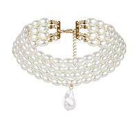 ZYKEJJDDAK Multi-Strand Simulated Pearl Necklaces Statement Bridal Choker Necklace Fashion Accessories Multi-Layer Pearl