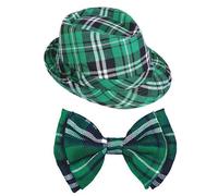 ZYKEJJDDAK Patricks Day Hat Bowtie Beard Headband Necklace Eyeglasses Skirt Long Glove Leg Sleeve Patricks Costume