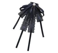 ZYKEJJDDAK Pearls Lace Ribbon Pre Tied Bowtie Brooch Pin Women Corsage Shirt Jabot Collar Student Uniform Bowknot
