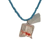 ZYKEJJDDAK Pendant Necklace Resin Necklace Clear Water Bag Pendant Choker Fashionable Neck Jewelry for Women Kids
