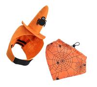 ZYKEJJDDAK Pet Witch Hat with Triangular Scarf Polyester Halloween Theme Costume Accessories Bandanas for Dog Festival
