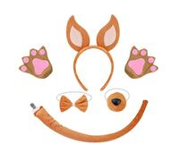 ZYKEJJDDAK Plush Dogs Costume Set Dogs Ear Hair Hoop False Nose Brown Mesh Skirt Plush Tail Bowtie Foxes Ear Headband