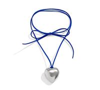 ZYKEJJDDAK Punk Love Heart Pendant Necklace Weave Knotted Bowknot Black Rope Chain Jewelry for Women Girls Gold Love-Charm