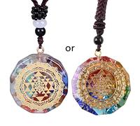 ZYKEJJDDAK Seven Energy Yoga Necklace Pendant Sacred Geometry Energy Necklace for Women Men