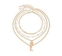 ZYKEJJDDAK Stylish Boot Shaped Pendant Necklace Set Featuring Gold Chains and Pearls Clavicle Chain Party Casual