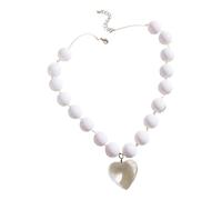 ZYKEJJDDAK Stylish Large Heart Necklace Contemporary Heart Necklace with Bead Accent Suitable for Work and Social